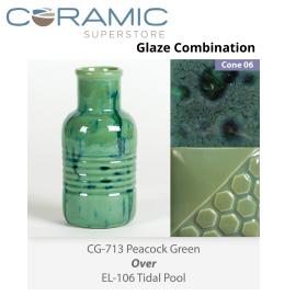 Peacock Green - CG713 over Tidal Pool EL106 Glaze Combination Peacock Green - CG713 over Tidal Pool EL106 Glaze Combination